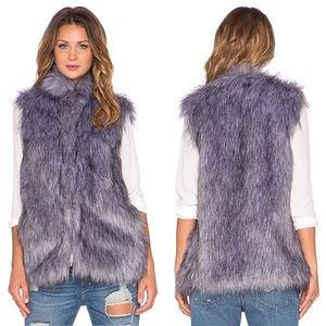 LOVERS + FRIENDS Grey Faux Fur Vest x Revolve XS